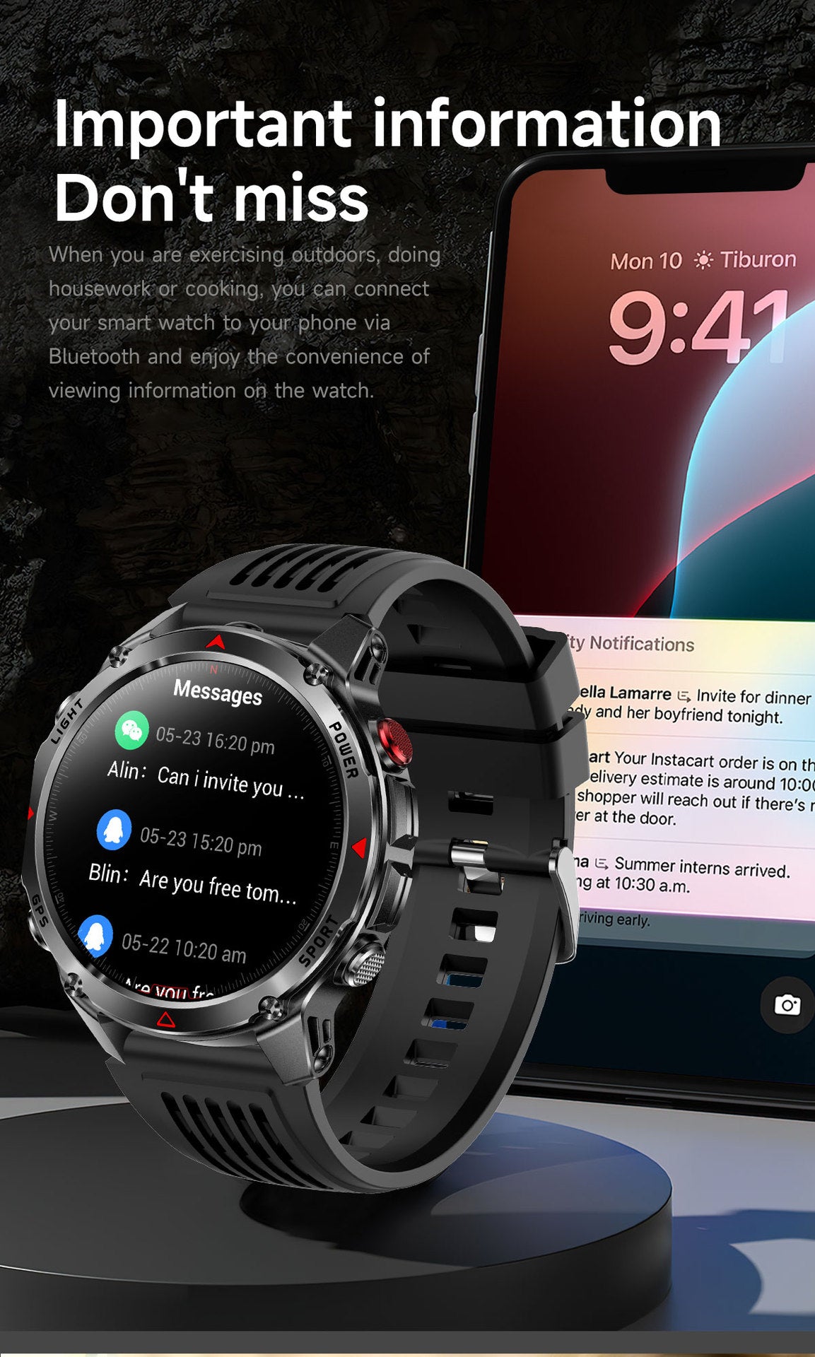 2026 GPS Smart Watch | Waterproof Outdoor Sports & Swim Fitness Tracker
