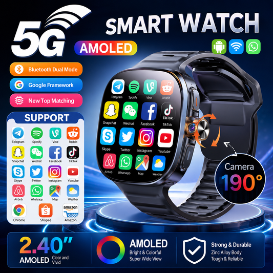 2026 Smart Watch with SIM Card & Camera | Large Screen, Gaming & Streaming